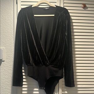 Zara Black Wrap Long Sleeve Bodysuit